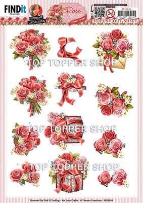 Rose Bouquet  Die Cut Decoupage Sheet Yvonne Creations Push Out SB10936