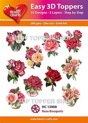 Rose Bouquets 10 Easy 3d Die Cut Decoupage Toppers Hearty Crafts HC12908