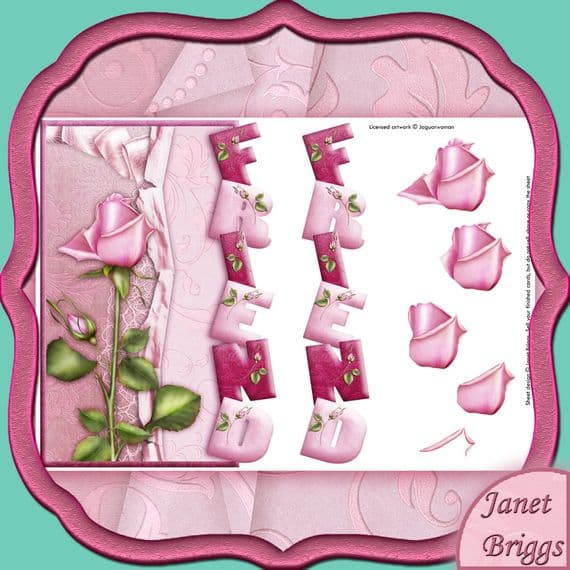 ROSE FOR FRIEND Over The Side Card Front printed sheet 381