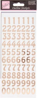 Rose Gold Large Numbers Mirror Peel Off Stickers - Docraft Anita's Outline Stickers ANT 810263