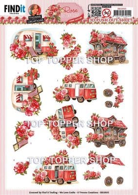 Rose Transport  Die Cut Decoupage Sheet Berrie's Beauties Push Out SB10935