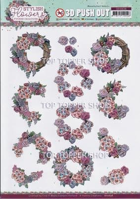 Rose Wreaths Die Cut Decoupage Sheet Yvonne Creations Push Out SB10638