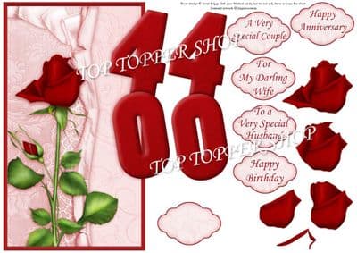 Ruby Wedding Anniversary Or Birthday Over The Side Printed Sheet 451jw