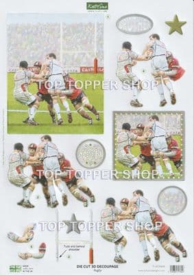 Rugby A4 Die Cut Decoupage Sheet - Katy Sue Designs
