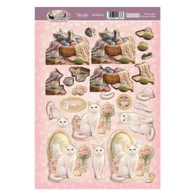 Russian Blue & Russian White Cats Hunkydory Decoupage Topper Sheet
