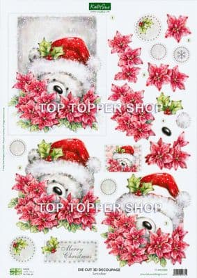 Santa Bear  A4 Die Cut Christmas Decoupage Sheet - Katy Sue Designs
