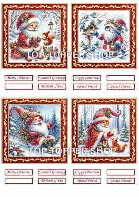 Santa Gnomes - Christmas Toppers for Card Making 290gsm TTSTOPX23
