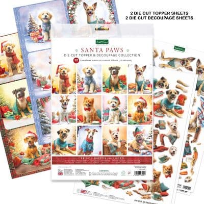 Santa Paws Die Cut Topper & Decoupage Collection 12 Toppers - Katy Sue Designs