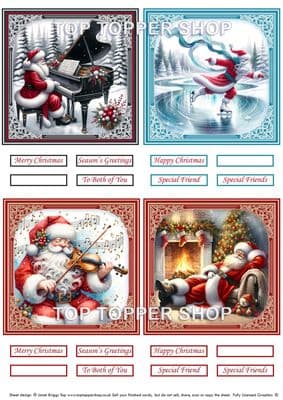 Santa's Hobbies - Christmas Toppers for Card Making 290gsm TTSTOPX19
