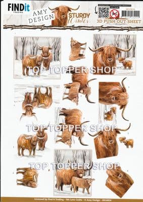 Scottish Highland Cattle Die Cut Decoupage Sheet Yvonne Creations Push Out SB10824