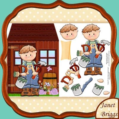 Diy Dad & Tool Shed Shape Card & Decoupage Printed Sheet 393