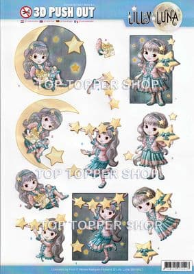 Shining Like a Star Lilly Luna Die Cut Decoupage Sheet Push Out SB10421