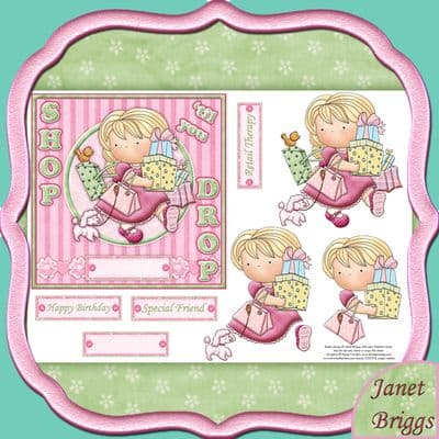 SHOP TIL YOU DROP Topper and Decoupage printed sheet dd478