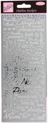 Silver Couples Peel Off Stickers - Docraft Anita's Outline Stickers ANT 8101501