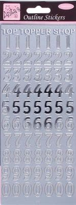 Silver Large Numbers Peel Off Stickers - Docraft Anita's Outline Stickers ANT 8101009