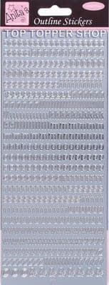 Silver Small Letters Peel Off Stickers - Docraft Anita's Outline Stickers ANT 8101007