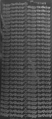 Small Happy Birthday Black Peel Off Stickers Doodey B101