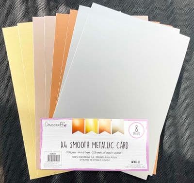Smooth Metallic Card A4 8 Sheets Mixed Colours