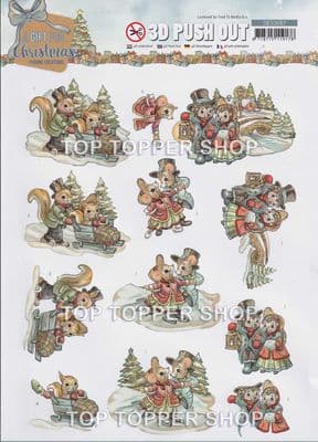 Snow Fun Die Cut Decoupage Sheet A Gift For Christmas Yvonne Creations Push Out SB10687