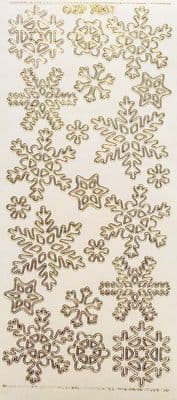 Snowflakes Gold on Transparent Peel Off Stickers Doodey XP7069