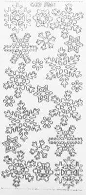 Snowflakes Silver on Transparent Peel Off Stickers Doodey XP7069