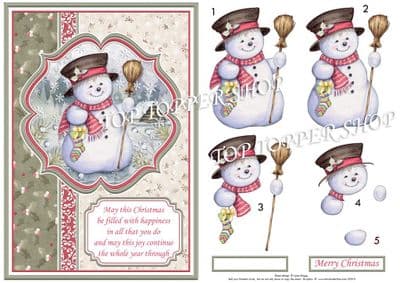 Snowman in Moonlight A5 Decoupage printed sheet TTSJB13