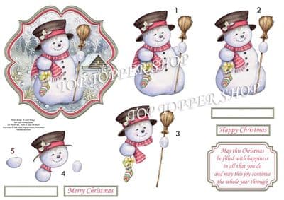 Snowman in Moonlight Card Topper & Decoupage printed sheet TTSJB14