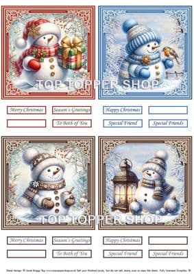 Snowman Scenes - Christmas Toppers for Card Making 290gsm TTSTOPX31