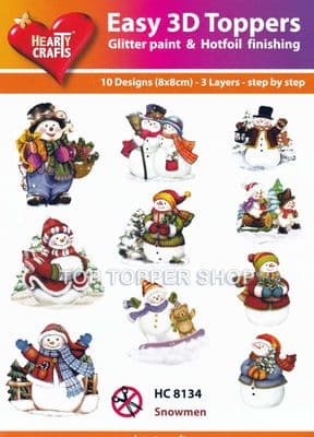 Snowmen 10 Easy 3d Die Cut Christmas Decoupage Toppers Hearty Crafts HC8134
