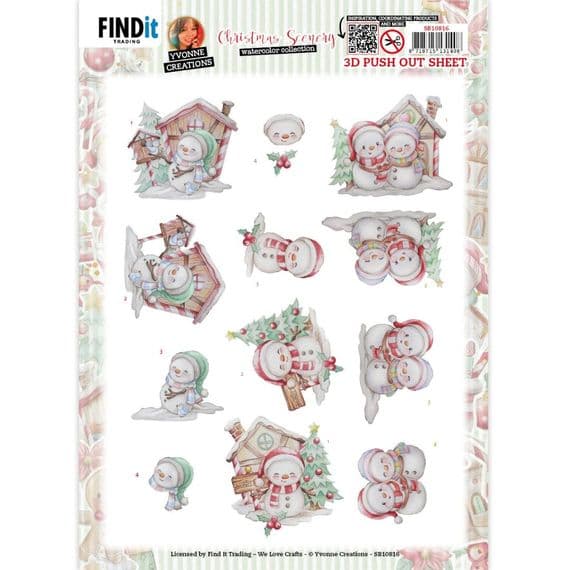 Snowmen Christmas Die Cut Decoupage Sheet Yvonne Creations Push Out SB10816