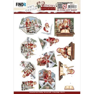 Snowy Santa Christmas Die Cut Decoupage Sheet Amy Design Push Out SB10773
