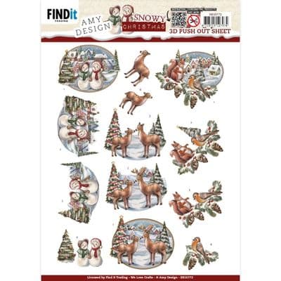 Snowy Scenes Christmas Die Cut Decoupage Sheet Amy Design Push Out SB10772