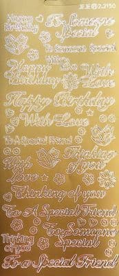 Special Birthday Wishes etc Gold Peel Off Stickers Jeje 2.2150