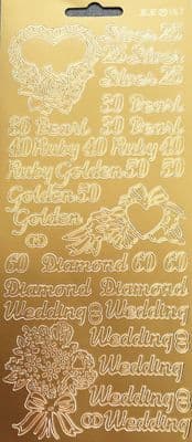 SPECIAL WEDDING ANNIVERSARY GOLD PEEL OFF STICKERS j167G