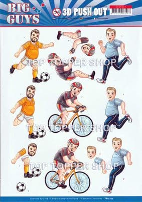 Sports  Big Guys Die Cut Decoupage Sheet Yvonne Creations Push Out SB10357