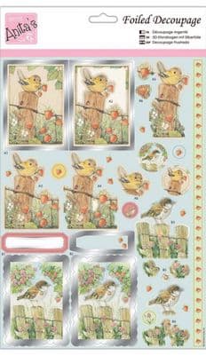 Spring Birds - Anita's Foiled Die Cut Decoupage Sheet 169785