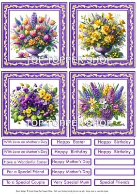Spring Floral Vases Card Toppers  TTSTOP21