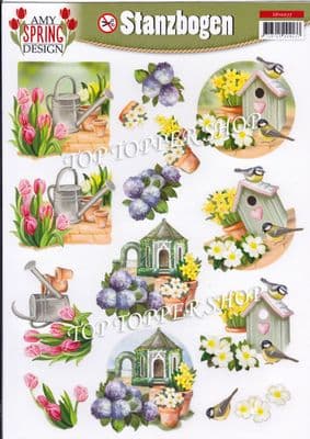 Spring Florals & Birds A4 Die Cut Decoupage Sheet Amy Design Push Out SB10077