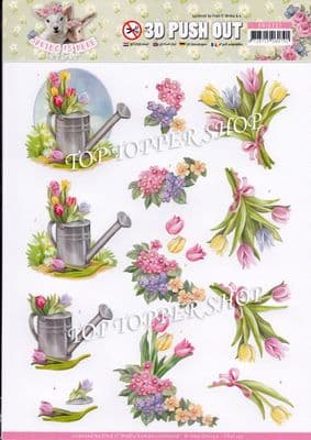 Spring is Here Tulips A4 Die Cut Decoupage Sheet Amy Design Push Out SB10332
