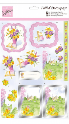 Springtime Florals - Anita's Foiled Die Cut Decoupage Sheet 169761