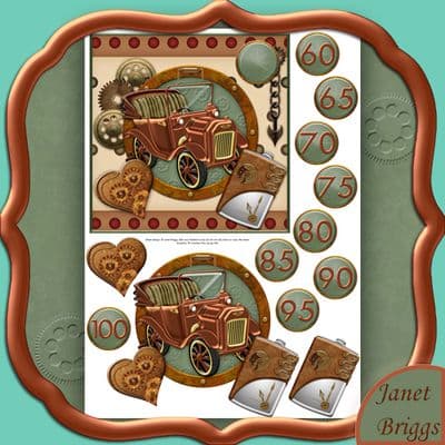 Steampunk Copper Car Topper & Decoupage Printed Sheet 375