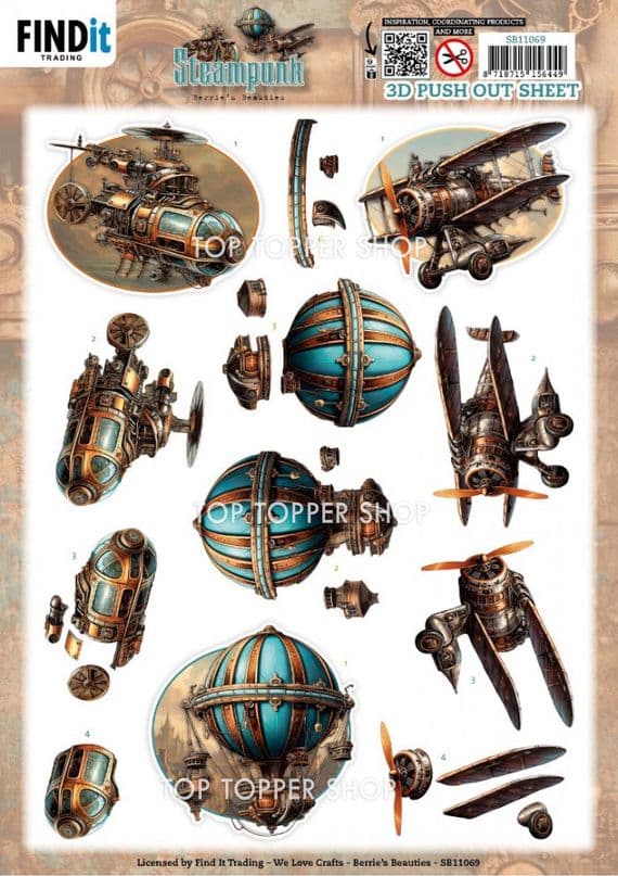Steampunk in the Air Die Cut Decoupage Sheet Berries Beauties Push Out SB11069