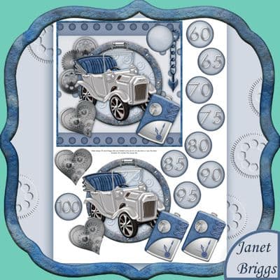 Steampunk Silver Car Topper & Decoupage Printed Sheet 374