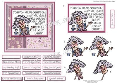 STELLA HOLE BETWEEN YOUR BOOBS 5x5 Humorous Decoupage printed sheet 920BUG