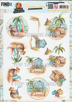 Summer Beach Die Cut Decoupage Sheet Yvonne Creations Push Out SB10735