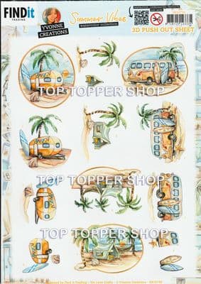Summer Camping Die Cut Decoupage Sheet Yvonne Creations Push Out SB10736