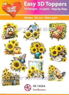 Sunflowers 10 Easy 3d Die Cut Decoupage Toppers Hearty Crafts HC14354
