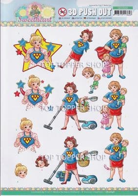 Superwoman Die Cut Decoupage Sheet Yvonne Creations Push Out SB10646