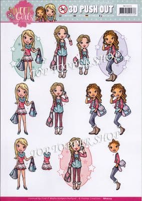 Sweet Girls My World Die Cut Decoupage Sheet Yvonne Creations Push Out SB10223