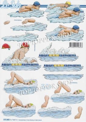 Swimming Le Suh Decoupage Sheet 777493 Requires Cutting